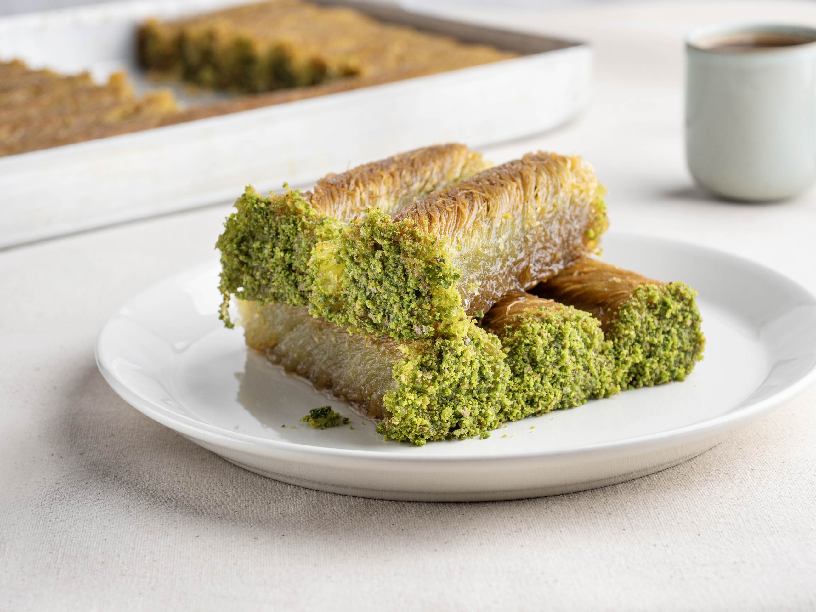 Saytad Vegan Pistachio Burma Kadayıf — twisted shredded pastry with pistachio, plant-based