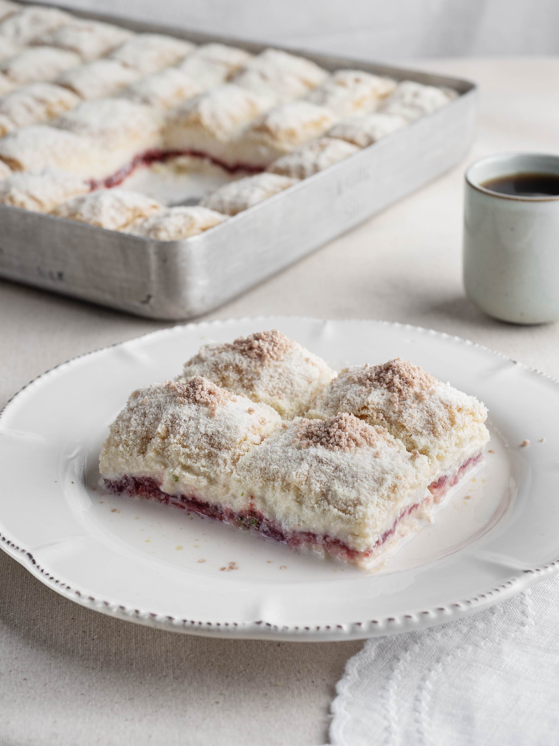 Saytad Red Berry Cold Baklava — chilled pistachio baklava with red berry coulis topping